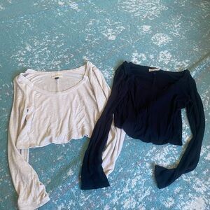 Set of Two Long Sleeve Crop Tops